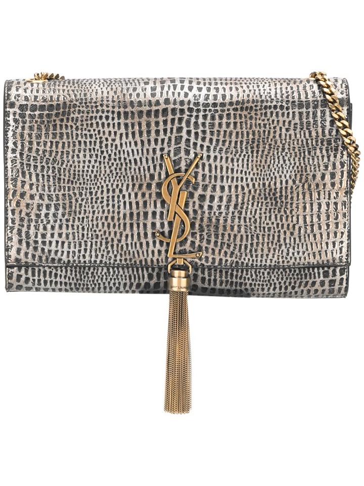 Saint Laurent Medium 'monogram Kate' Shoulder Bag, Women's, Grey