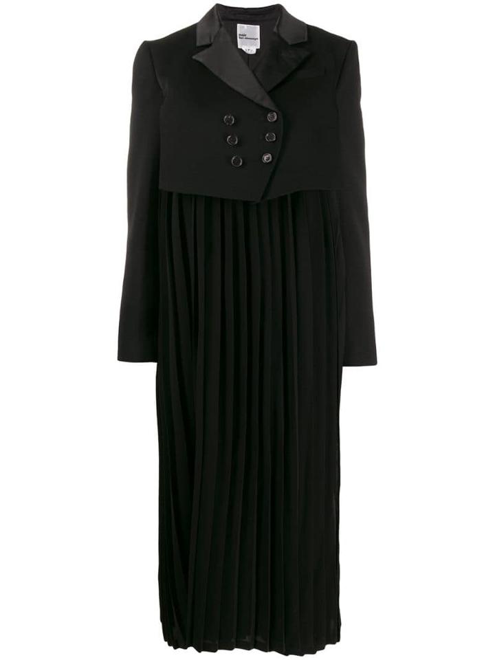 Comme Des Garçons Noir Kei Ninomiya Pleated Double Breasted Coat -