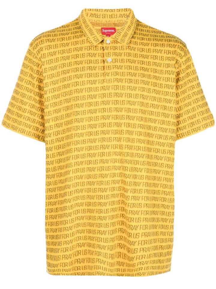 Supreme Pray For Us Jacquard Polo - Yellow