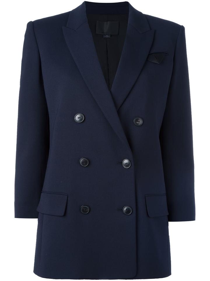 Alexander Wang Double Breasted Blazer, Women's, Size: 2, Blue, Polyester/spandex/elastane/virgin Wool