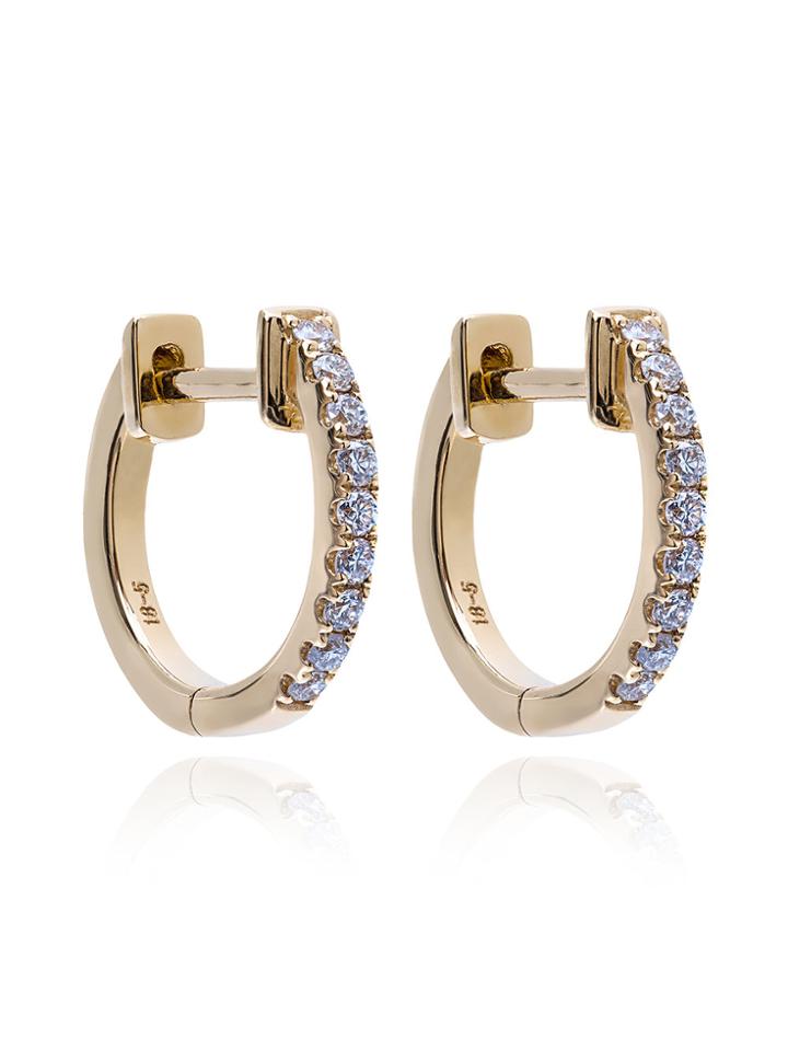 Rosa De La Cruz Gold Diamond Hoop Earrings - Metallic