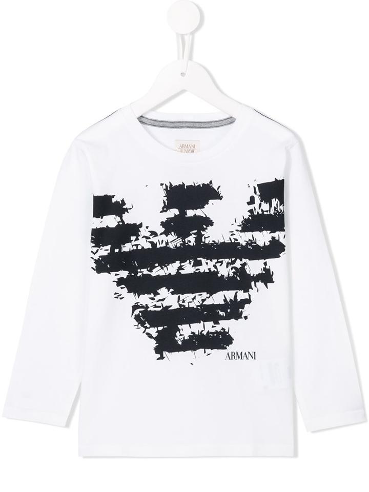 Armani Junior Distressed Logo Printed Top