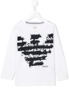 Armani Junior Distressed Logo Printed Top