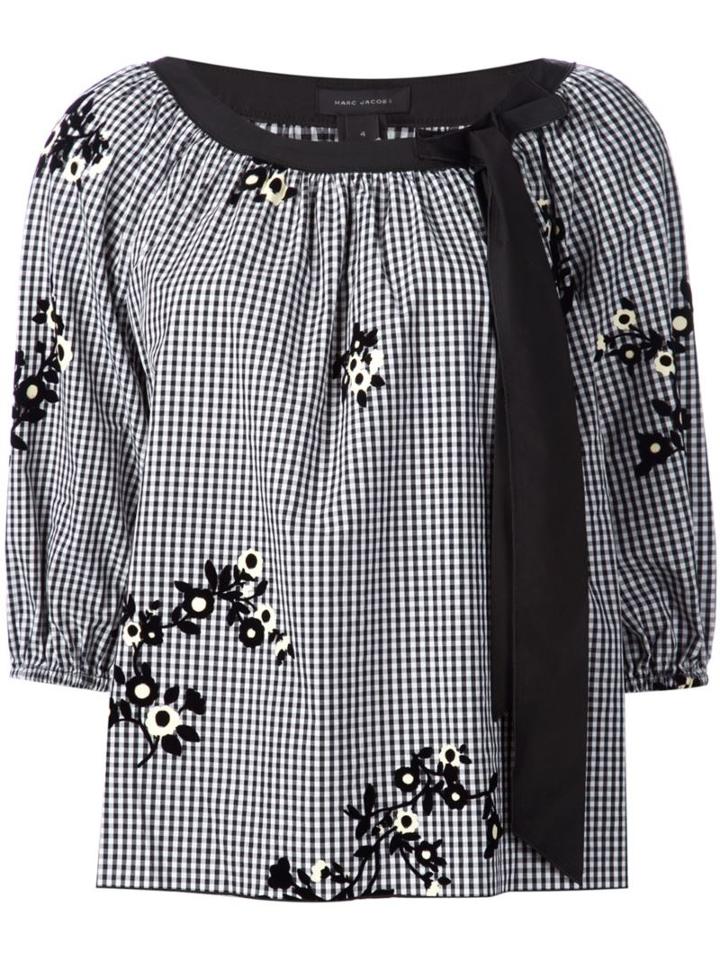 Marc Jacobs Floral Gingham Blouse, Women's, Size: 14, Black, Cotton