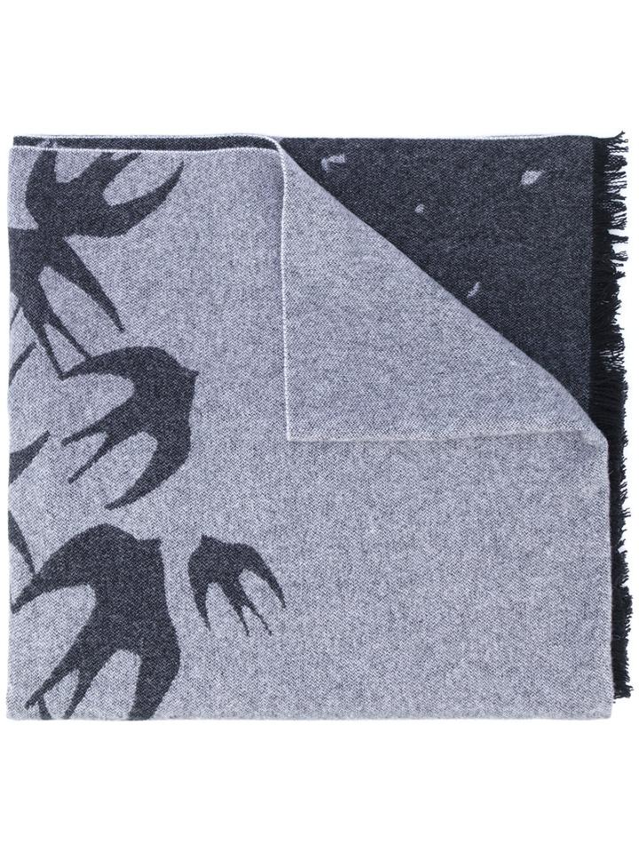 Mcq Alexander Mcqueen - Swallow Print Scarf - Unisex - Wool/polyimide - One Size, Grey, Wool/polyimide