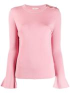 Tory Burch Rhinestone-embellished Bell-sleeves Pullover - Pink