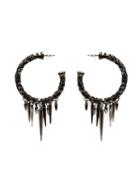 Michael Schmidt Mesh Spike Hoop Earrings, Women's, Black