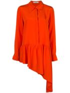 Tibi Asymmetric Ruffle Blouse - Orange