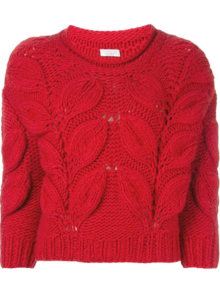 Brunello Cucinelli 'porpora' Pullover, Women's, Size: Large, Red, Cashmere