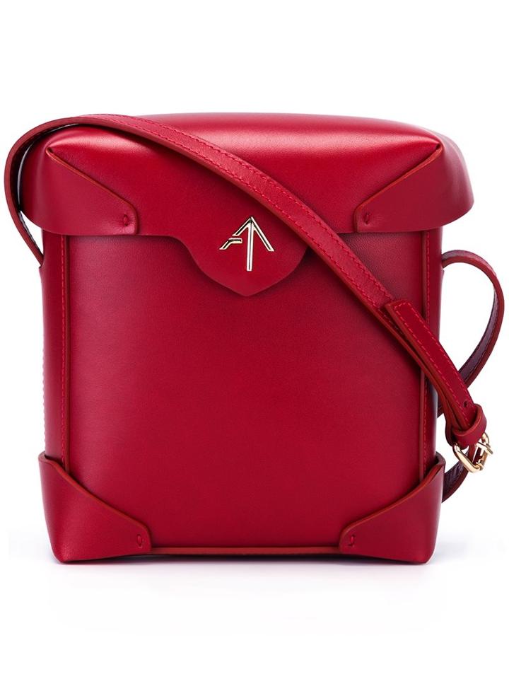 Manu Atelier Mini 'pristine' Bag, Women's, Red, Calf Leather
