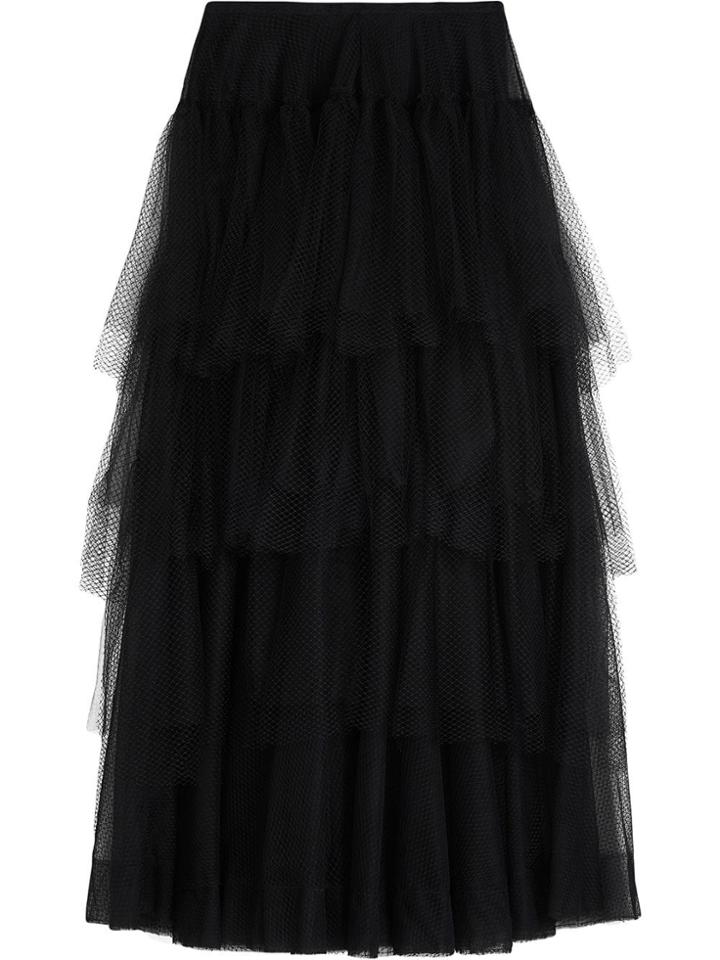 Burberry Tiered Open-net Tulle Skirt - Black