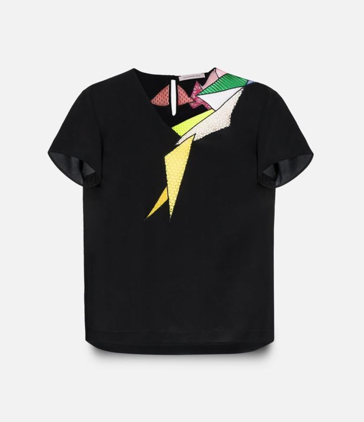 Christopher Kane Short Sleeve Smash Motif Top