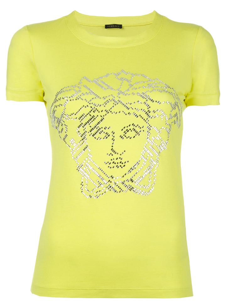 Versace Crystal Embellished T-shirt, Women's, Size: 38, Green, Spandex/elastane/viscose