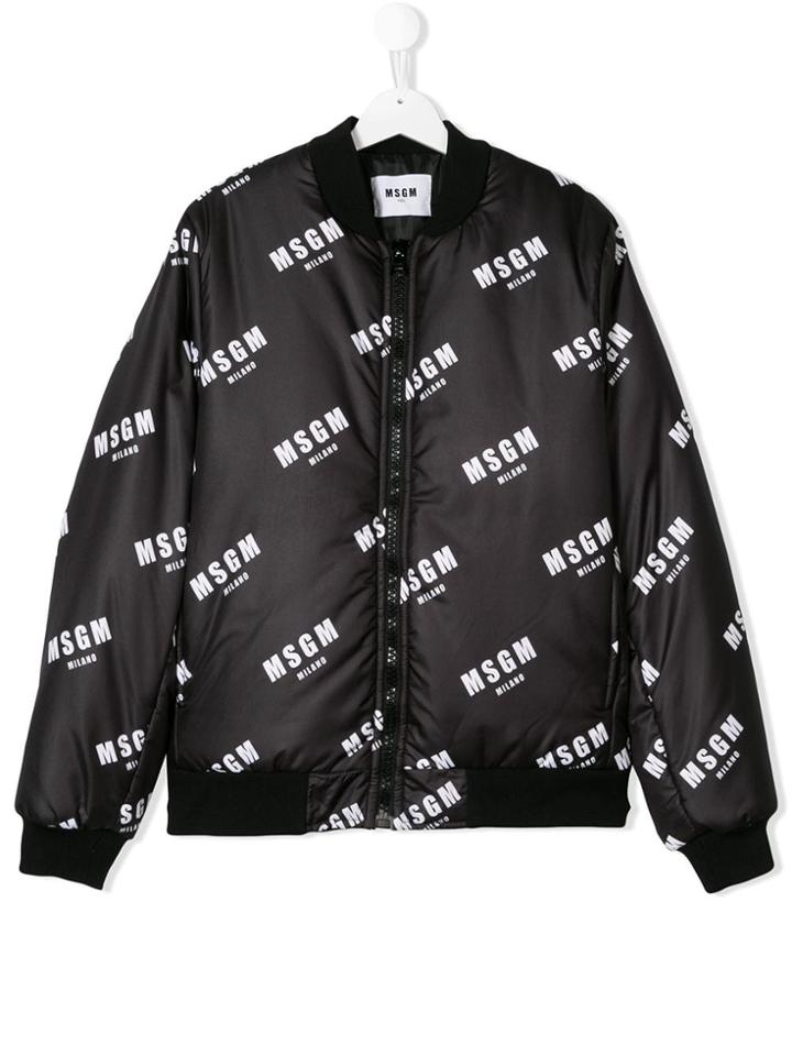 Msgm Kids Teen Logo Print Jacket - Black