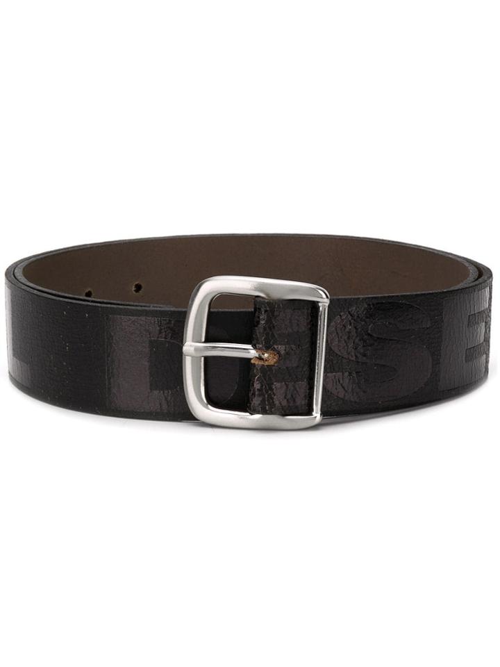 Diesel Logo Print Belt - Black