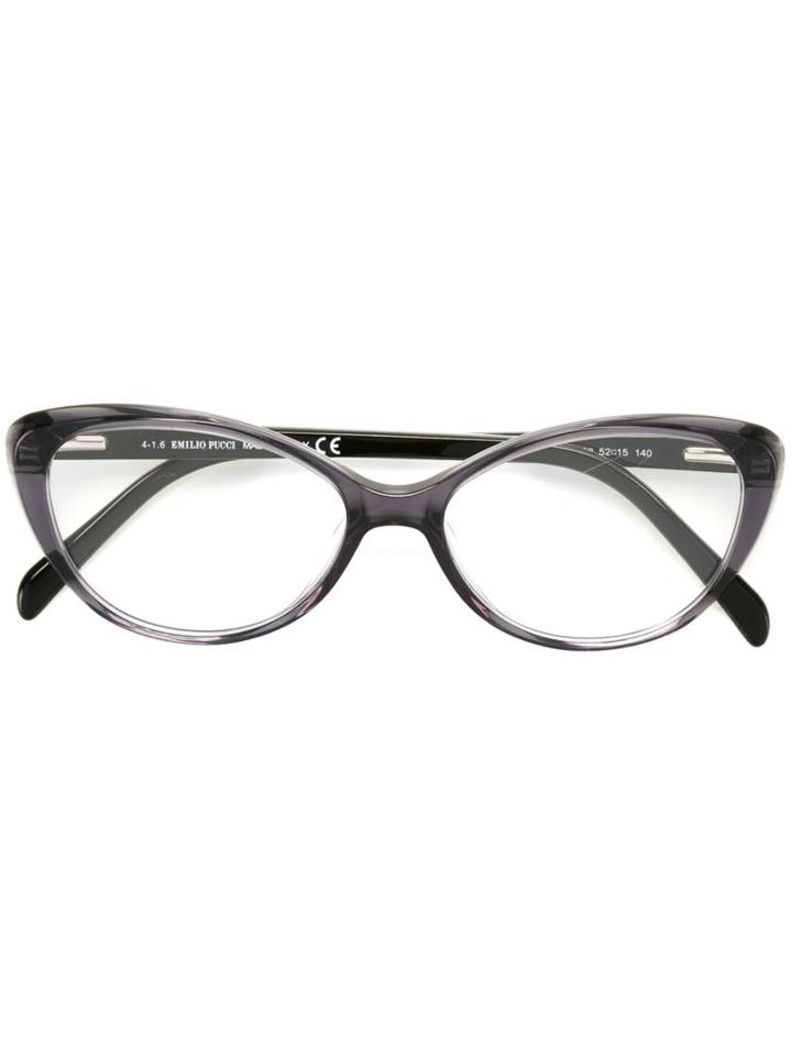 Emilio Pucci Cat Eye Glasses, Black, Acetate