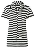 Yohji Yamamoto - Striped Scarf Neck T-shirt - Women - Cotton/rayon - 2, White, Cotton/rayon