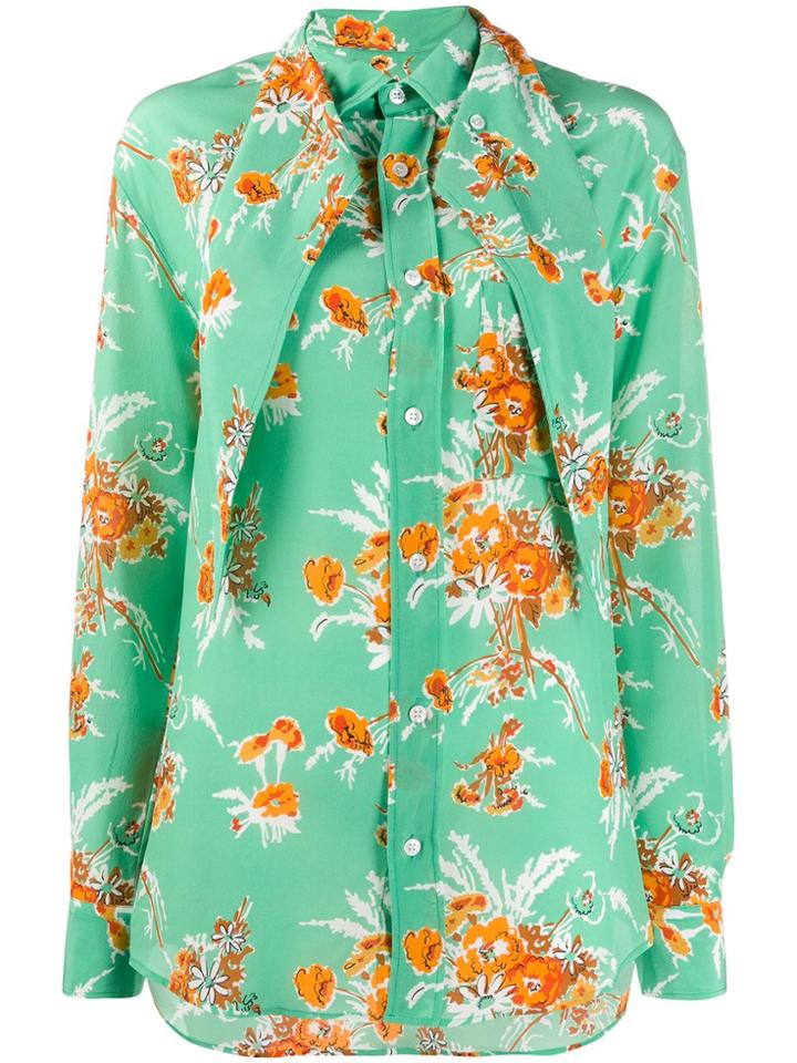 Plan C Floral Long-sleeve Blouse - Green