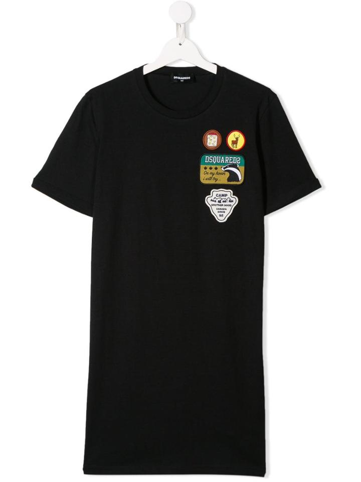 Dsquared2 Kids Teen Patches T-shirt Dress - Black