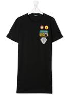 Dsquared2 Kids Teen Patches T-shirt Dress - Black
