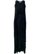 Msgm Sleeveless Ruffle Detail Dress, Women's, Size: Medium, Black, Cotton/polyester