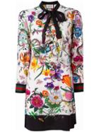 Gucci Floral Snake Print Dress, Women's, Size: 46, White, Silk