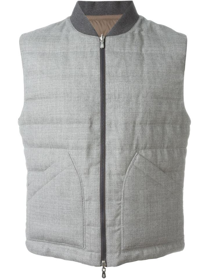 Brunello Cucinelli Padded Contrast Detail Sleeveless Jacket