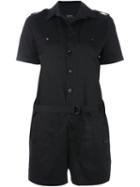 A.p.c. Belted Playsuit, Women's, Size: 36, Black, Cotton/spandex/elastane