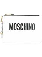 Moschino Logo Clutch - White