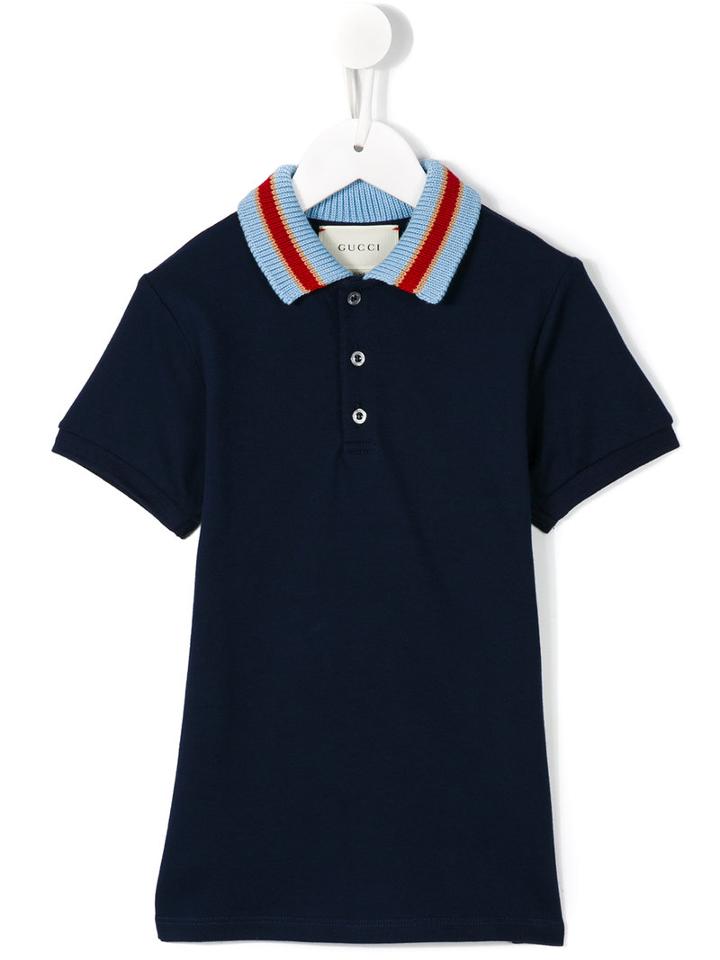 Gucci Kids - Embroidered Snake Polo Shirt - Kids - Cotton/spandex/elastane - 6 Yrs, Blue