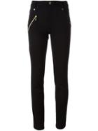 Versace Jeans Zip Detail Skinny Trousers, Women's, Size: 42, Black, Cotton/polyamide/polyester/modal