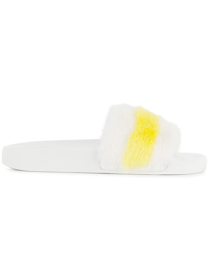 Moncler Striped Slides - White