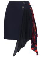 Givenchy Pleated Godet Mini Skirt - Blue