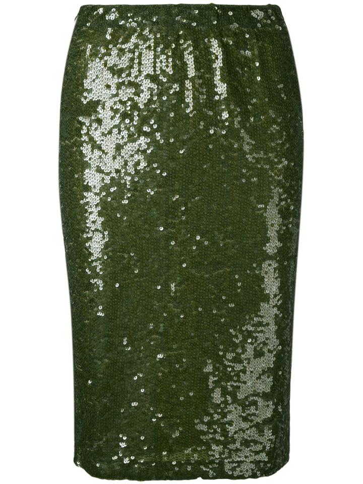 P.a.r.o.s.h. - 'garies' Paillette Skirt - Women - Spandex/elastane/pvc/polyimide - S, Green, Spandex/elastane/pvc/polyimide