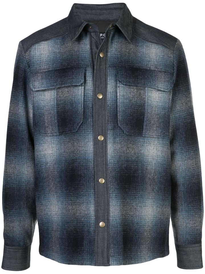 A.p.c. Gradient Check Shirt - Blue