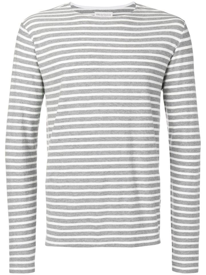 Officine Generale Striped Long-sleeved T-shirt - White