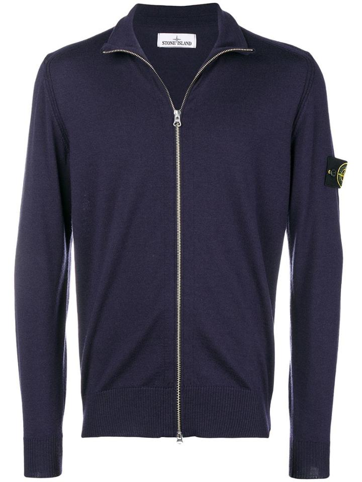 Stone Island Logo Patch Sleeve Cardigan - Blue