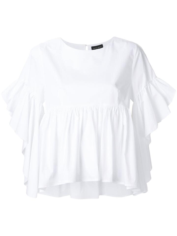 Roberto Collina Puffed Peplum Blouse - White