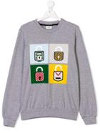 Fendi Kids Padlock Grid Printed Sweatshirt - Grey