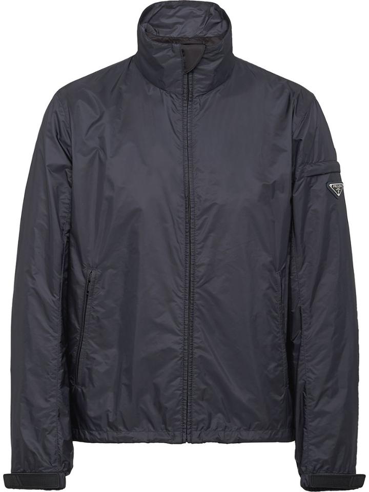 Prada High Collar Zip-up Jacket - Grey