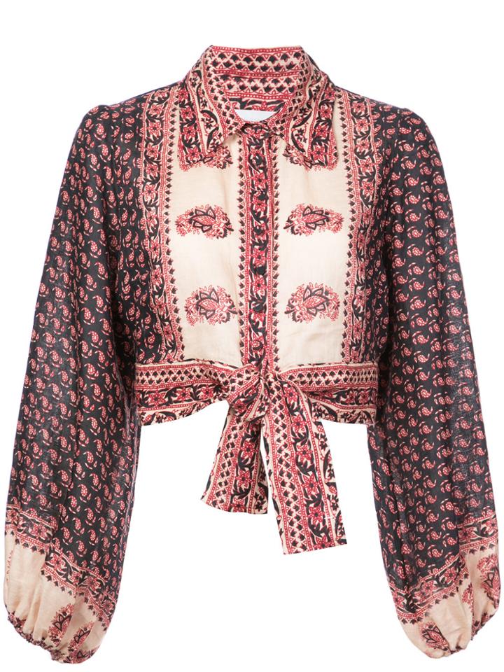 Zimmermann Jay Floral Tie Waist Shirt - Black