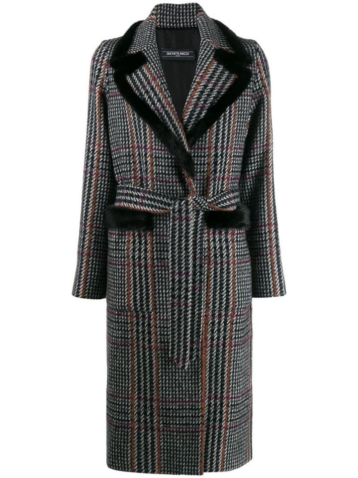 Simonetta Ravizza Checked Belted Coat - Grey