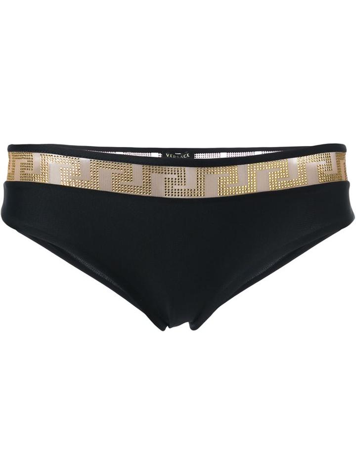 Versace Greca Bikini Bottom, Women's, Size: 1, Black, Polyamide/spandex/elastane
