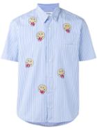 Jimi Roos Smiley Face Print Shirt, Men's, Size: Large, Blue, Cotton