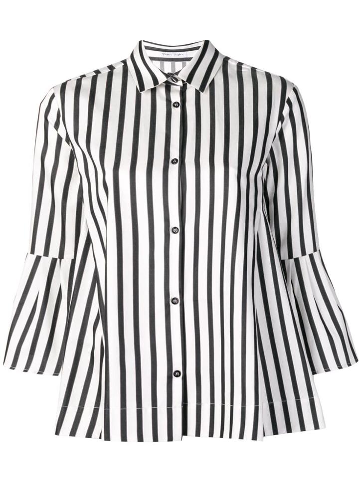 Peter Taylor Striped Flared Shirt - Black