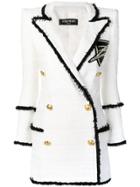 Balmain Military Tweed Coat - White
