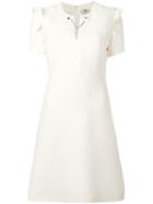 Fendi Chain Detail Neckline Dress, Women's, Size: 42, Nude/neutrals, Wool/silk