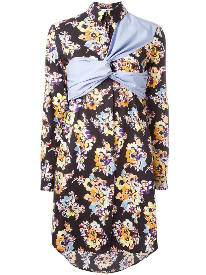 Msgm Wrapped Shirt Dress, Women's, Size: 42, Black, Cotton