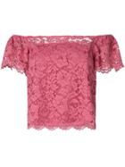 Twin-set Off-shoulder Lace Crop Top - Pink