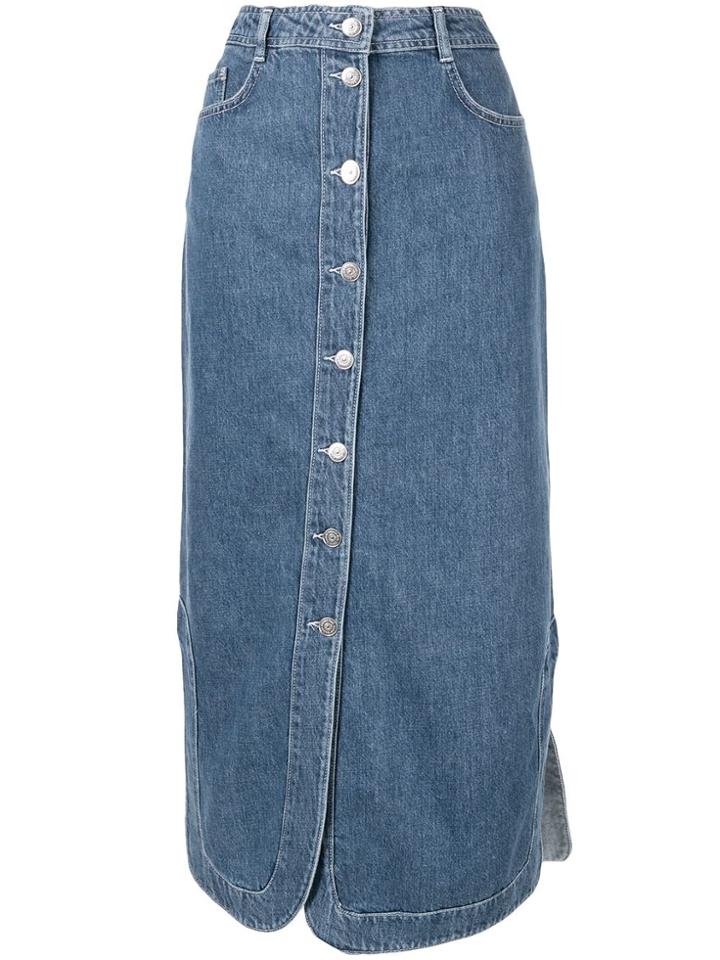 Ganni Straight Fit Denim Skirt - Blue
